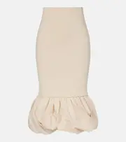 [Simkhai] Simkhai Camille ruffled linen-blend midi skirt UK 18 beige
