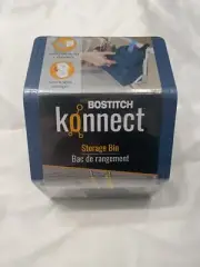 BOSTITCH KONNECT PLASTIC STORAGE BIN Removable Lid & Divider BLUE