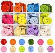 180Pcs Colourful Buttons, 20MM Round Resin Button Sewing Craft Buttons 12 Color Large Buttons with Storage Box for Sewing Knitting Crafting DIY Handmade (4 Holes)