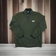 MENS EDDIE BAUER HALF BUTTON Fleece Sweater PULLOVER -forest night SMALL -NWT