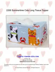 Summertime Cats Long Tissue Topper- Plastic Canvas Pattern or Kit