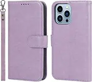 Cavor for iPhone 13 Pro Max Wallet Case for Women Flip Folio Kickstand PU Leather Case with Card Holder Wristlet Hand Strap Stand Protective Cover for iPhone13 Pro Max 6.7'' Phone Cases-Purple