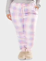 Womens Flan Jogger Sleep Pant 24 BLUE/PINK CHECK (CHECK)