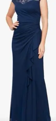 Alex Evenings Navy Blue Long Dress Size 12 Retail $199