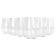 Argon Tableware Reusable Plastic Stemless Wine Glasses - 600ml - Pack of 6