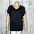 Ana Woman NWT Size 3X Black Henley Rayon Knit Top Shirt