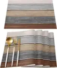 Placemats Set of 6, Retro Rustic Barn Wood Texture Polyester Stain Resistant Tab