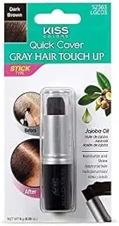 Kiss RED by Quick Cover Root Touch Up Stick Type 2PCS Water-Resistant Temporary Gray Concealer Cover Up Brush for Hair and Beard (Dark Brown)