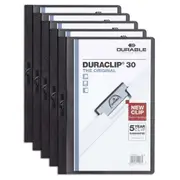 5x Durable Duraclip 30-Sheet A4 Document File Folder Stationery Organiser Black