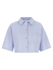 [Givenchy] Givenchy-Logo Embroidery Shirt Camicie Celeste-Donna 38FR Light Blue