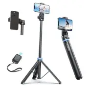 62" Tripod for iPhone, Selfie Stick Tripod & Phone Tripod Stand with Black