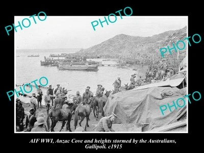 OLD 8x6 HISTORIC PHOTO WWI VIEW OF GALLIPOLI ANZAC COVE UNLOADING c1915