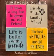 STENCIL SET - Friend Stencil Set of 4 Stencils - 5"x6" - STENCILS NOT SIGNS!