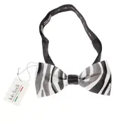 Italo Ferretti NWT Bow Tie Adjustable Size White w/ Gray/Black Abstract Stripes