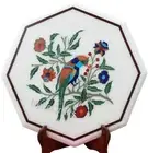 White Marble Coffe Table Top Beautiful Pattern Inlay Work Reception Side Table
