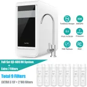 SimPure Q3-600GPD Reverse Osmosis Tankless RO Water Filter System With 9 Filters