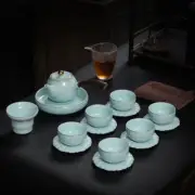 boutique Celadon tea set porcelain tea pot tea cups & mats pitcher tea strainer