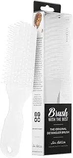 Frosted White Detangler Brush by Felicia Leatherwood - For Kinky, Curly, Wavy 4c or Straight Hair - Tame Your Tangles Smooth Your Coils - Pain Free for All Ages