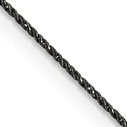 20 Inch Sterling Silver Ruthenium-Plated .75mm Twisted Tight Wheat Chain