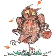 2x2 DOLLHOUSE MINIATURE PRINT OF PAINTING RYTA 1:12 SCALE HALLOWEEN HOOT OWL ART