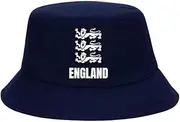 [Fidra Fashion Accessories] Fidra Navy Blue England Cotton 3 Lions Bucket Hat. Fast UK Post 58/59cm one Size fits All Small to XLarge. 48-72 Hour delivery, navy blue, One size