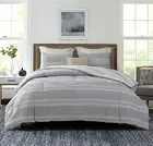 Comforter Size, 600 Thread Count Cotton Light Gray & White King Grey Stripes