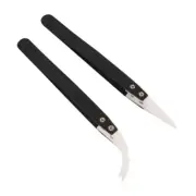 2 Pieces Stainless Steel Anti-static Tweezers for Craft Electronics Repair