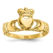 14K Yellow Gold Polished Claddagh Ring Size 7 2.36 gram Gift for Mother