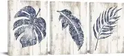 Palm Leaves Pictures Wall Decor Navy Blue Botanical Wall Art Prints on Canvas Ru