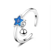 3PCS Copper Woman Fashion Jewelry Blue Five-pointed Star Ring Size Adjustable Ring
