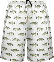 [UWSG] Corgi Men's Pajama Shorts Sleep Drawstring Short Pajama Pant Lounge Wear PJ Bottoms with Pockets, Bass Fish, X-Large Short