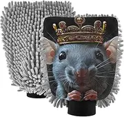 XYMZR Mouse Crown Closeup Absorbent Microfiber Car Wash Mitt, Funny Cute Anime Scratch Free for Cars Cleaning, Home Cleaning Mitts, 2 Pack, 10.24” L x 7.09” W