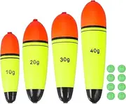 uxcell Fishing Slip Bobbers, EVA Foam Bobbers Slip Floats with Fish Beads, 0.4/0.7/1.1/1.4 Oz Floatage Fit for Perch Carp Bass Fishing Corks Saltwater Freshwater (4 Pack, Red/Yellow)