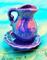 2 - Blue Speckled Pitcher & Bowl - MINI DOLL HOUSE ACCESSORIES