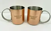 Set of 2 Absolut Mule Vodka Copper Plated Metal Cups/Mugs, 12 ounce- Moscow Mule