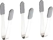 BESTYASH 3Pcs Stainless Steel Ice Tongs Reusable Restaurant Sugar Cube Tongs Ice Cube Clamps for Cocktails BBQ Kitchen Use Versatile Food Serving Tool