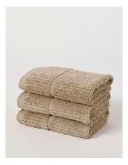 [Vue] Combed Cotton Rib 3pk Face Washer in Straw