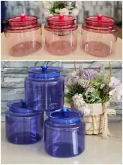 VTG Tupperware Counterparts Clear Canisters Push-Button Seal Set- assorted color