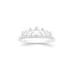 Silver Cz 7-hearts Tiara Ring Size R in Clear