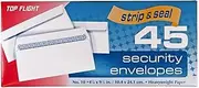 Top Flight Number 10 Boxed Security Envelopes, Strip and Seal Closure, 4 1/8 x 9 1/2 Inches, White, 45 Envelopes per Box (6900120)