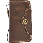 Genuine Leather case for Iphone 14 13 12 15 16 Pro Max Wallet Plus 8 Button OIL