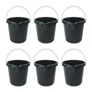 6x Home Leisure Bucket W/Lip 11L Charcoal Laundry Cleaning Organisation