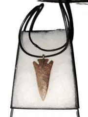 21" Arrowhead Necklace w/ Genuine Leather Cord, Lost Lake Pierson Chert-Gift Box