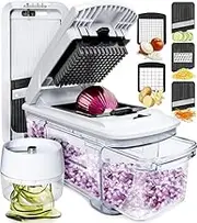 Vegetable Chopper, Onion Chopper, Veggie Slicer, Mandoline, Dicer, Grater - with Container & Bonus Spiralizer