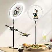 [sensyne] 12" Desk Ring Light with Stand and Phone Holder, Overhead Phone Mount for Video Recording, Zoom Meeting, Live Streaming, Tiktok, YouTube，Compatible with iPhone, Android, Cameras