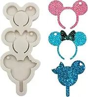 Mouse Head Bow Shape Handmade Keychain Silicone Mold with Hole for DIY Cupcake Ice Cube Candy Fondant Mold Jelly Shots Handmade Ice Cream Pudding Desserts Crystal Gum Paste