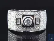 14k White Gold Genuine Diamond Solitaire Wedding Pinky Ring (4.0 Ct) 17MM