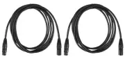 (2) Rockville RCXFM10E-B 10 Foot Female to Male XLR Mic Cables Black 100% Copper