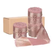 3pcs Chiffon Ribbon, 1"x5 Yard Silk Ribbon, Rose Gold Glitter Fabric Ribbon