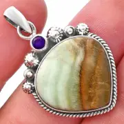 Natural Saturn Chalcedony & Amethyst 925 Sterling Silver Pendant Jewelry P-1482